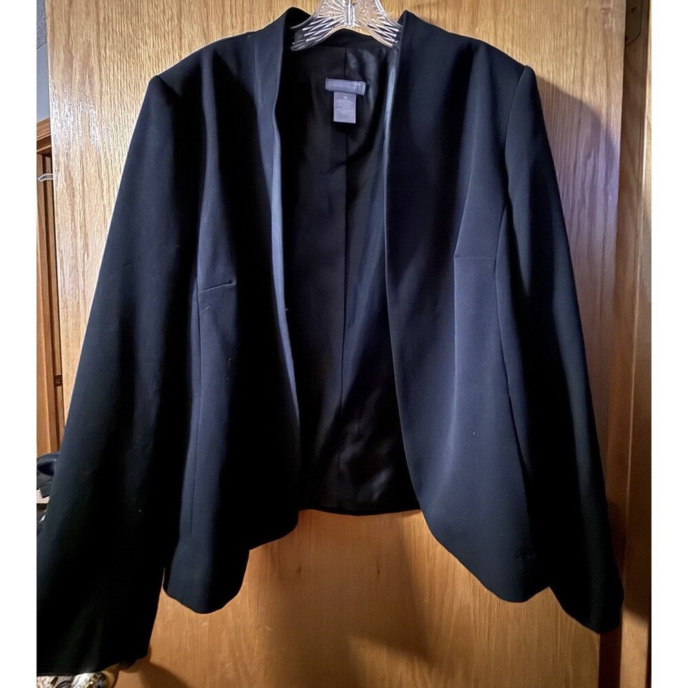 Investments Womens Size 16 Black 3 Button Front Pockets Blazer Suit Jacket Coat